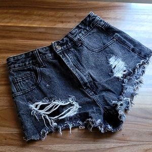 Cheeky Highwaisted Distressed Denim shorts size 26